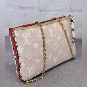 Louis Vuitton Giant Monogram Pink Red Chain Double Zip Pochette Crossbody